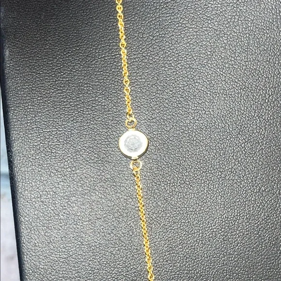 Vintage CROWN TRIFARI gold chain necklace with clear crystal accents - Picture 4 of 9